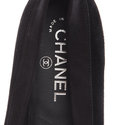 Chanel Kid Suede CC Flats 37.5 Black 9 of 11