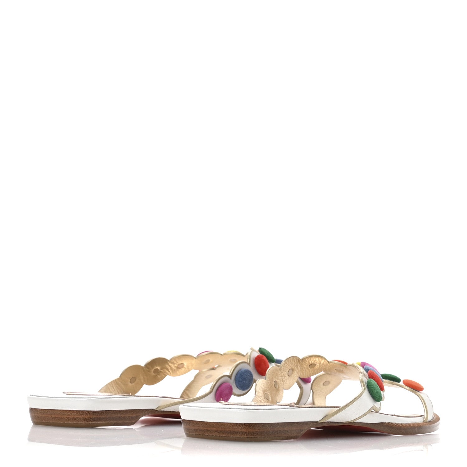 Christian Louboutin Kid Suede Smarta Flat Sandals 38 White Multicolor 5 of 8