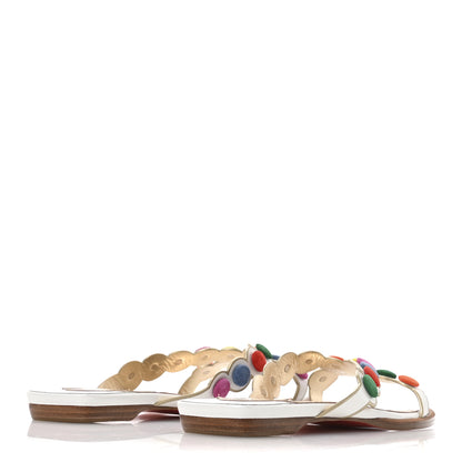Christian Louboutin Kid Suede Smarta Flat Sandals 38 White Multicolor 5 of 8