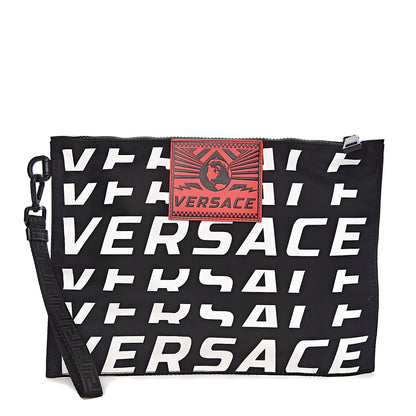 Versace Nylon Logo Pochette Black White 1 of 6