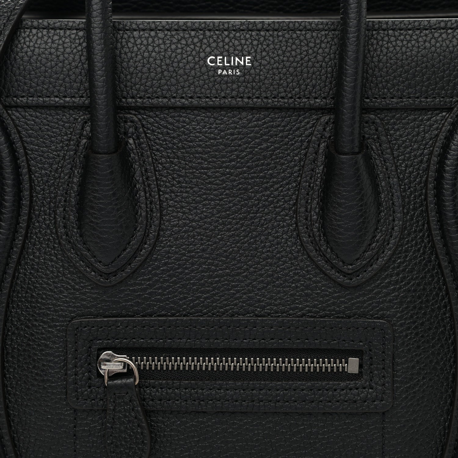 Celine Drummed Calfskin Nano Luggage Black 8 of 11
