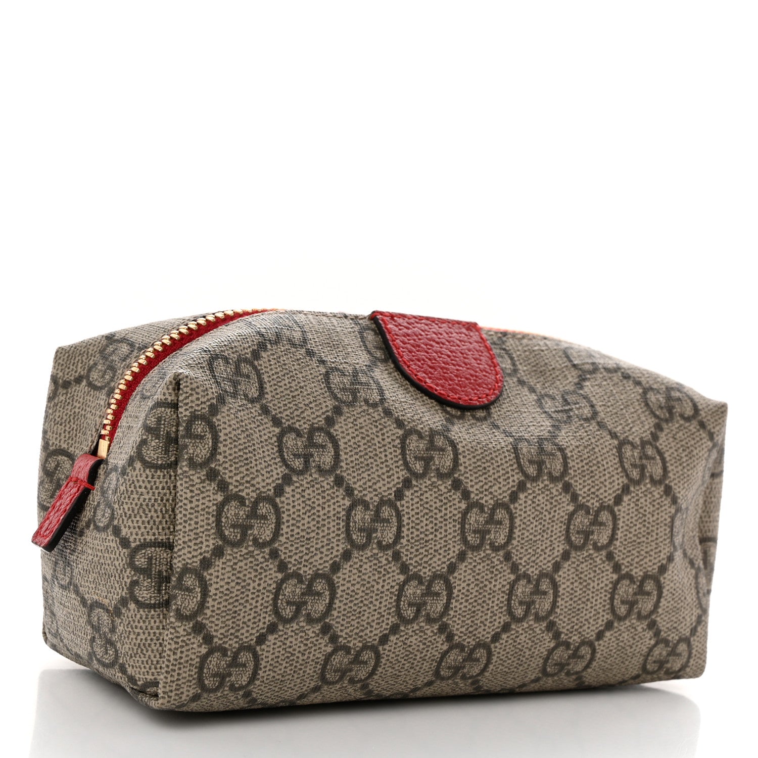 Gucci Soft GG Supreme Monogram Calfskin Small Ophidia Cosmetic Case Beige Ebony Hibiscus Red 3 of 7