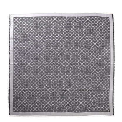 Louis Vuitton Wool Silk Monogram Denim Shawl Black 1 of 8