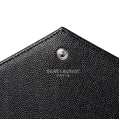 Saint Laurent Grain De Poudre Matelasse Chevron Monogram Chain Wallet Black 6 of 8
