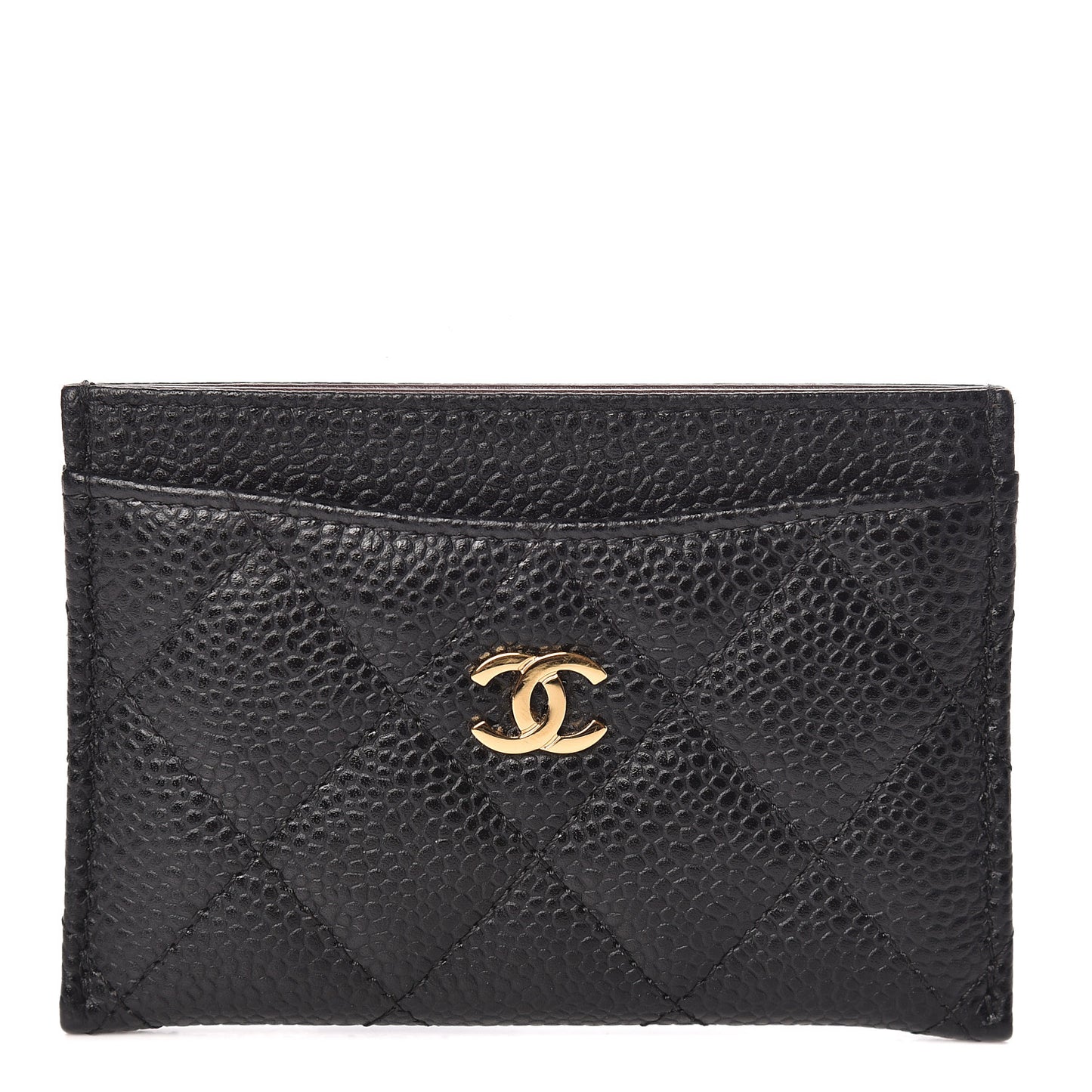 Caviar Quilted Card Holder Black