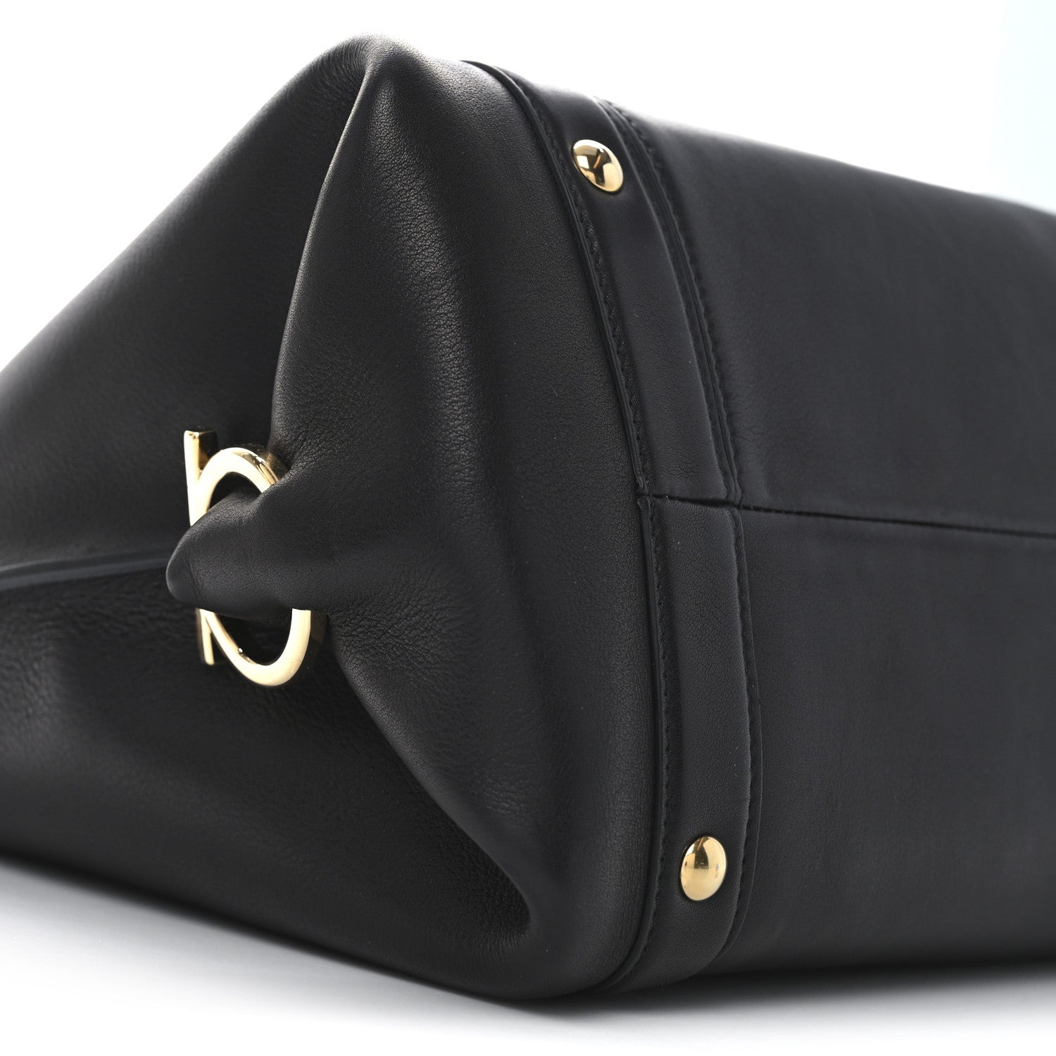 Salvatore Ferragamo Calfskin Suzanna Gancini Satchel  Black 8 of 9
