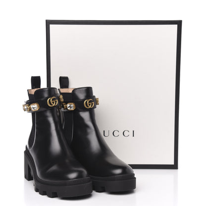 Gucci Calfskin Crystal GG Trip Chelsea Ankle Boots 38 Black 9 of 9