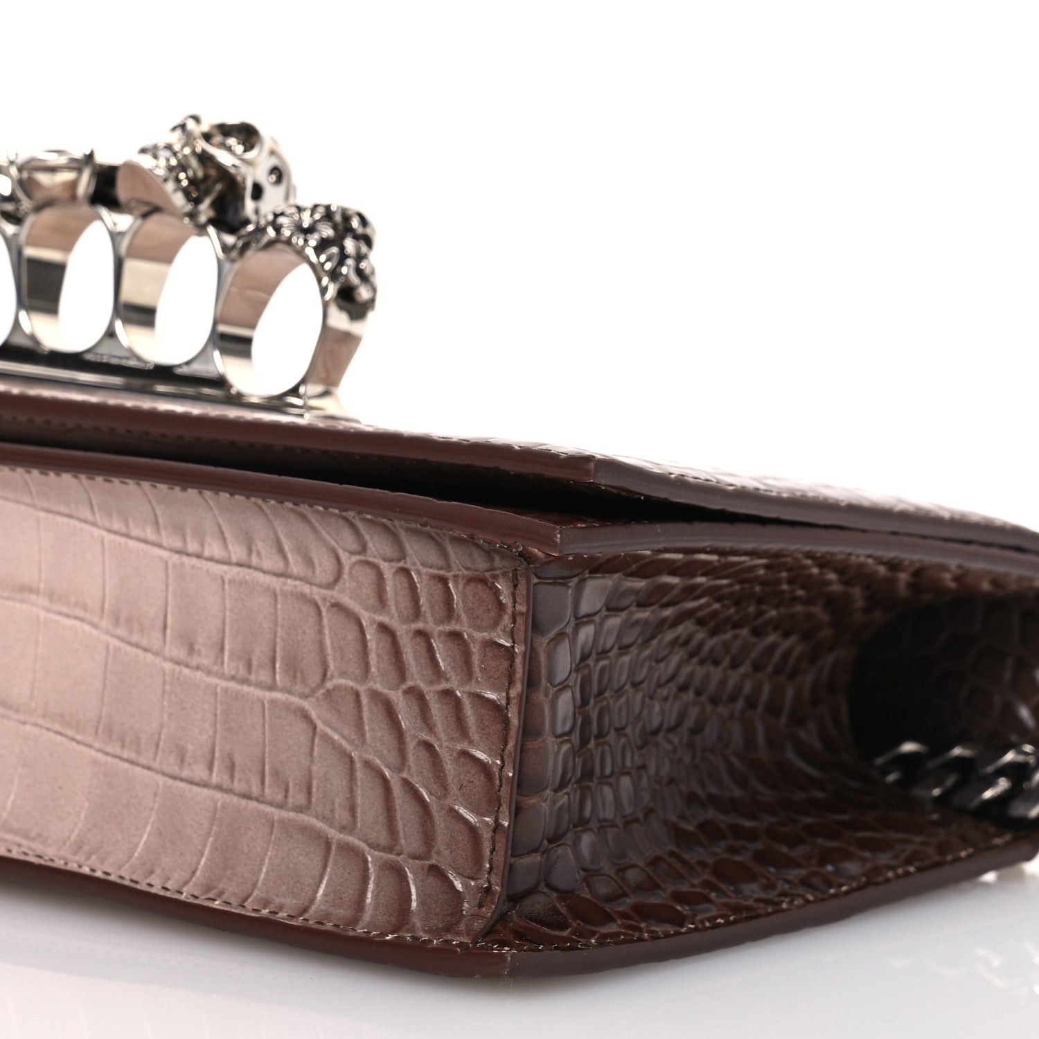 Alexander McQueen Himalayan Crocodile Embossed Jeweled Satchel Light Pink 12 of 16