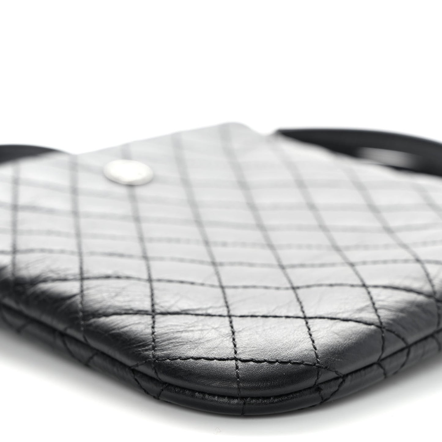 Aged Calfskin Quilted Crossbody Bag Black