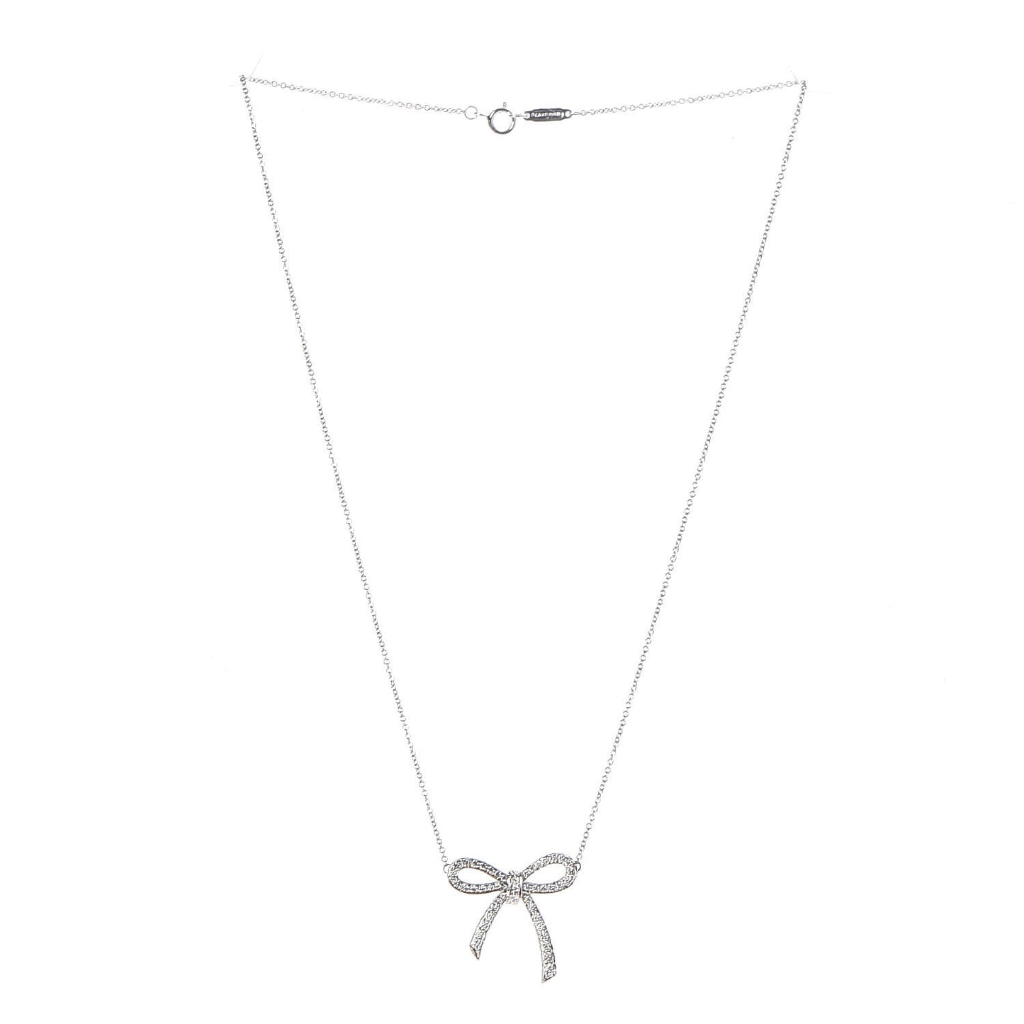 Platinum Diamond Bow Pendant Necklace