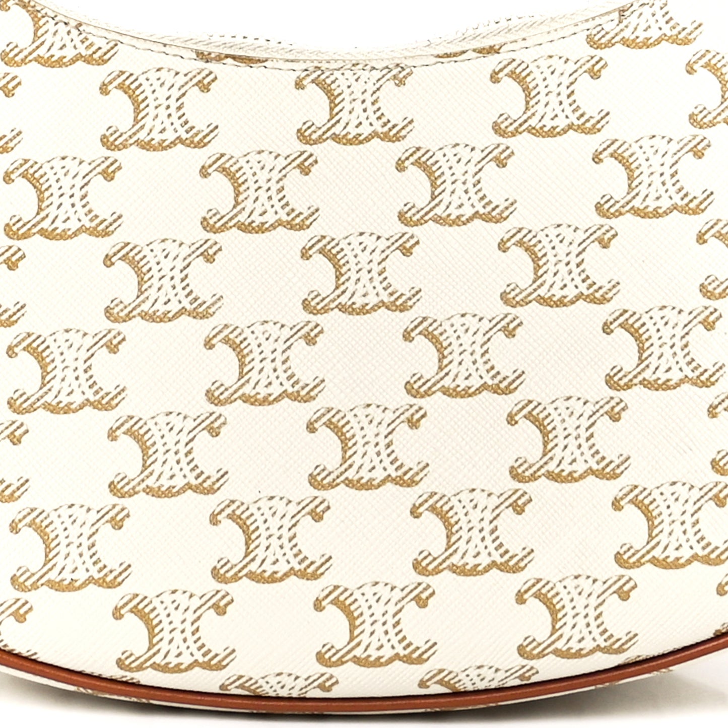 Canvas Calfskin Ava Triomphe Shoulder Bag White