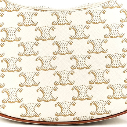Celine Canvas Calfskin Ava Triomphe Shoulder Bag White 9 of 12