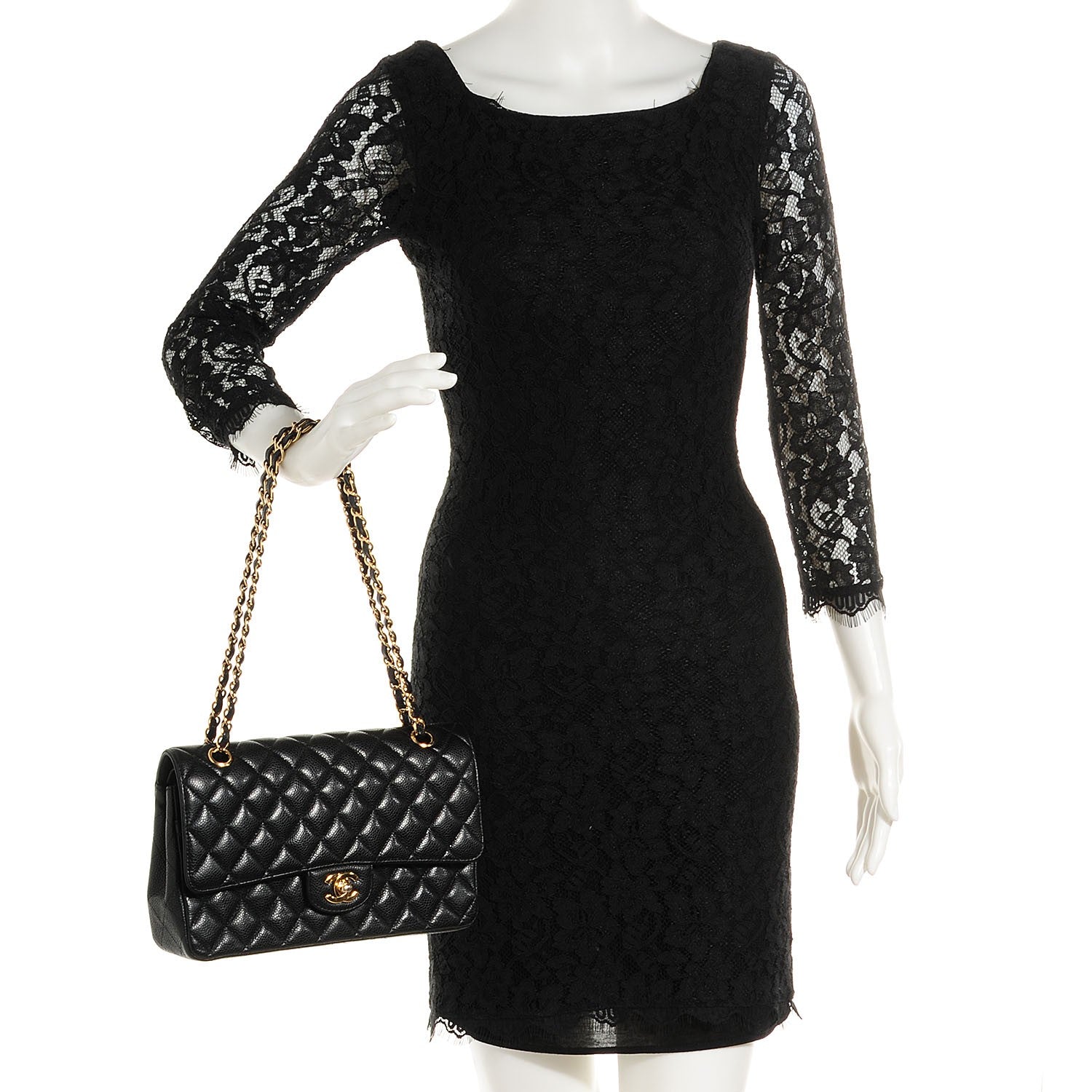 Chanel Caviar Quilted Medium Double Flap Black 2 of 8