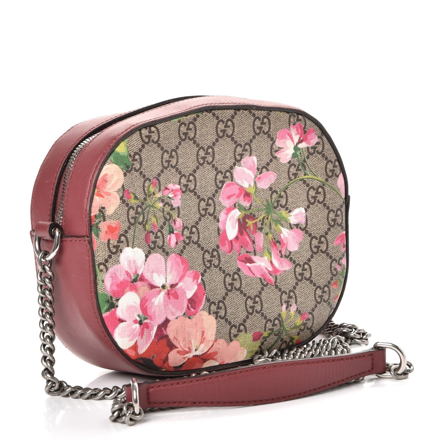 GG Supreme Monogram Blooms Mini Chain Shoulder Bag Beige Multicolor Dry Rose
