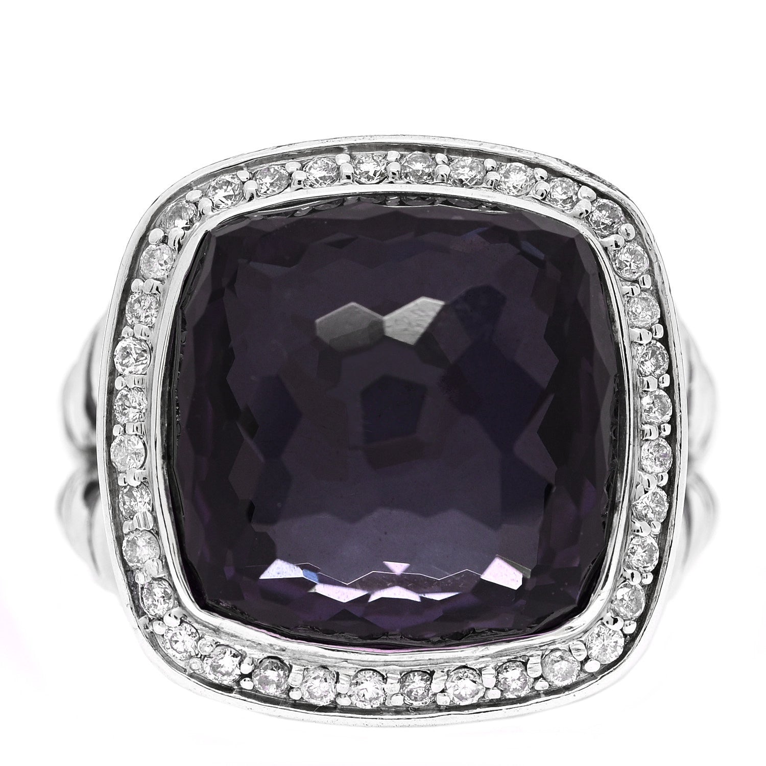 David Yurman Sterling Silver Diamond Black Orchid 14mm Albion Ring 54 7 1 of 5