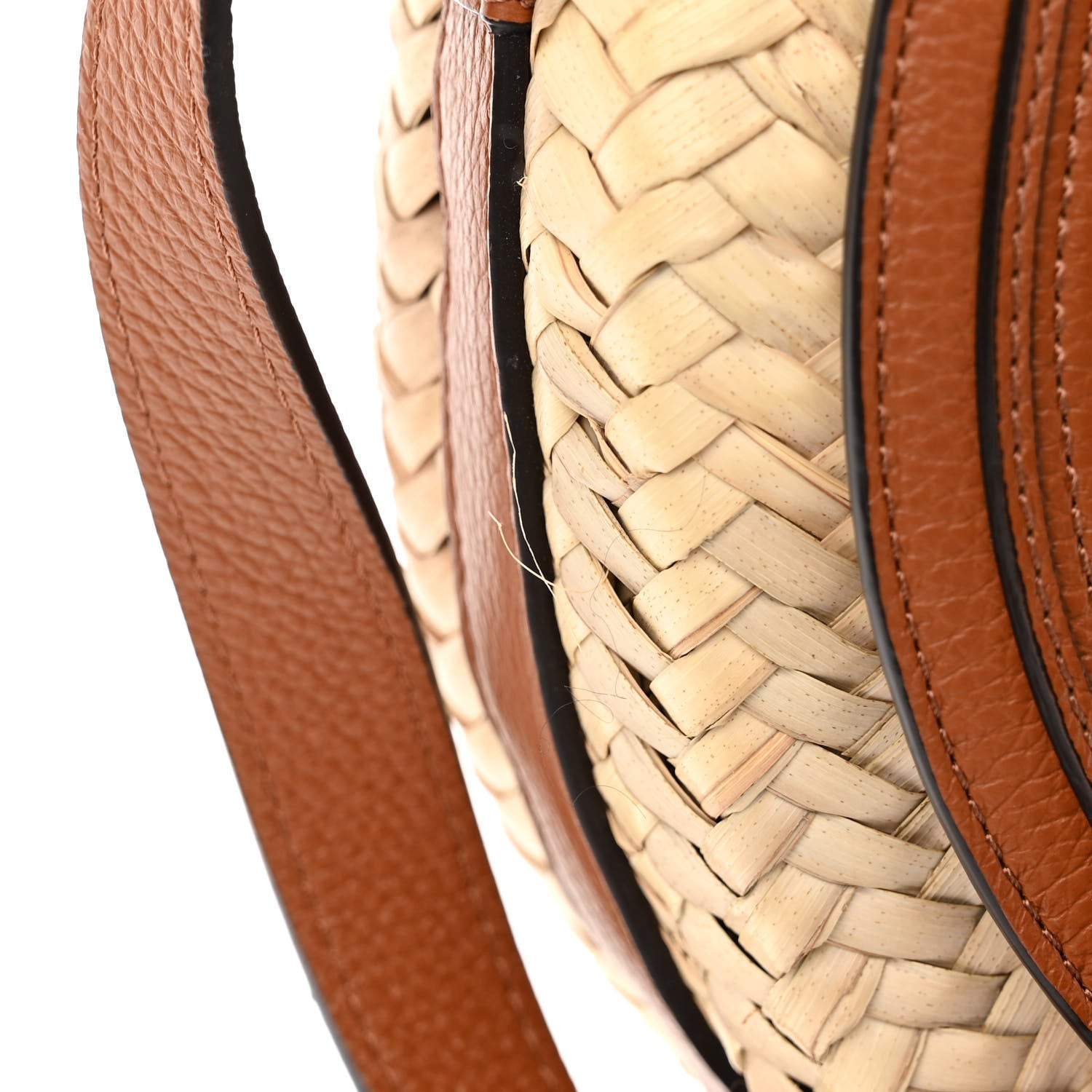 Chloe Raffia Small Grain Calfskin Small Marcie Basket Crossbody Tan 10 of 11