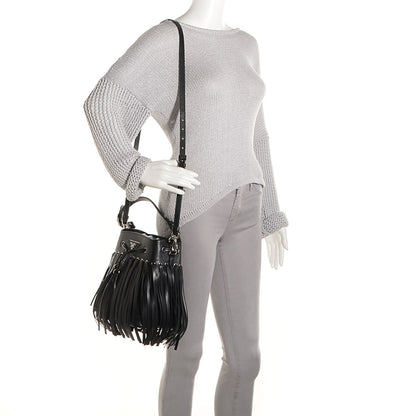 Prada Soft Calf Fringe Bucket Bag Nero Black 2 of 9