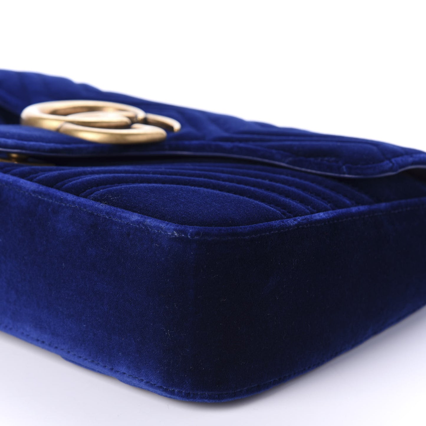 Velvet Matelasse Medium GG Marmont Shoulder Bag Cobalt Blue
