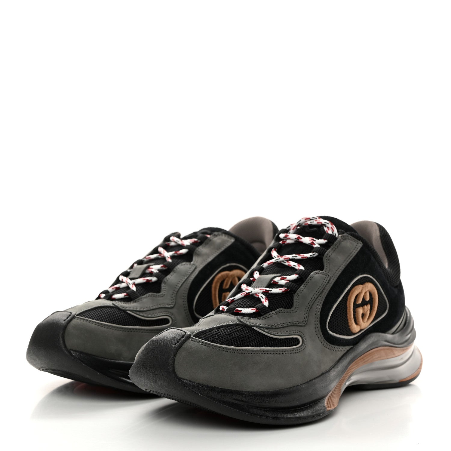 Gucci Suede Mens Gucci Run Sneakers 9.5 Black Grey 3 of 8