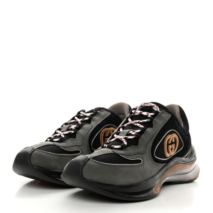 Gucci Suede Mens Gucci Run Sneakers 9.5 Black Grey 3 of 8