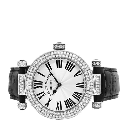 Franck Muller 18K White Gold Crocodile Diamond Pave Bezel 39mm Ronde Quartz Watch 3900QZRD2 2 of 5