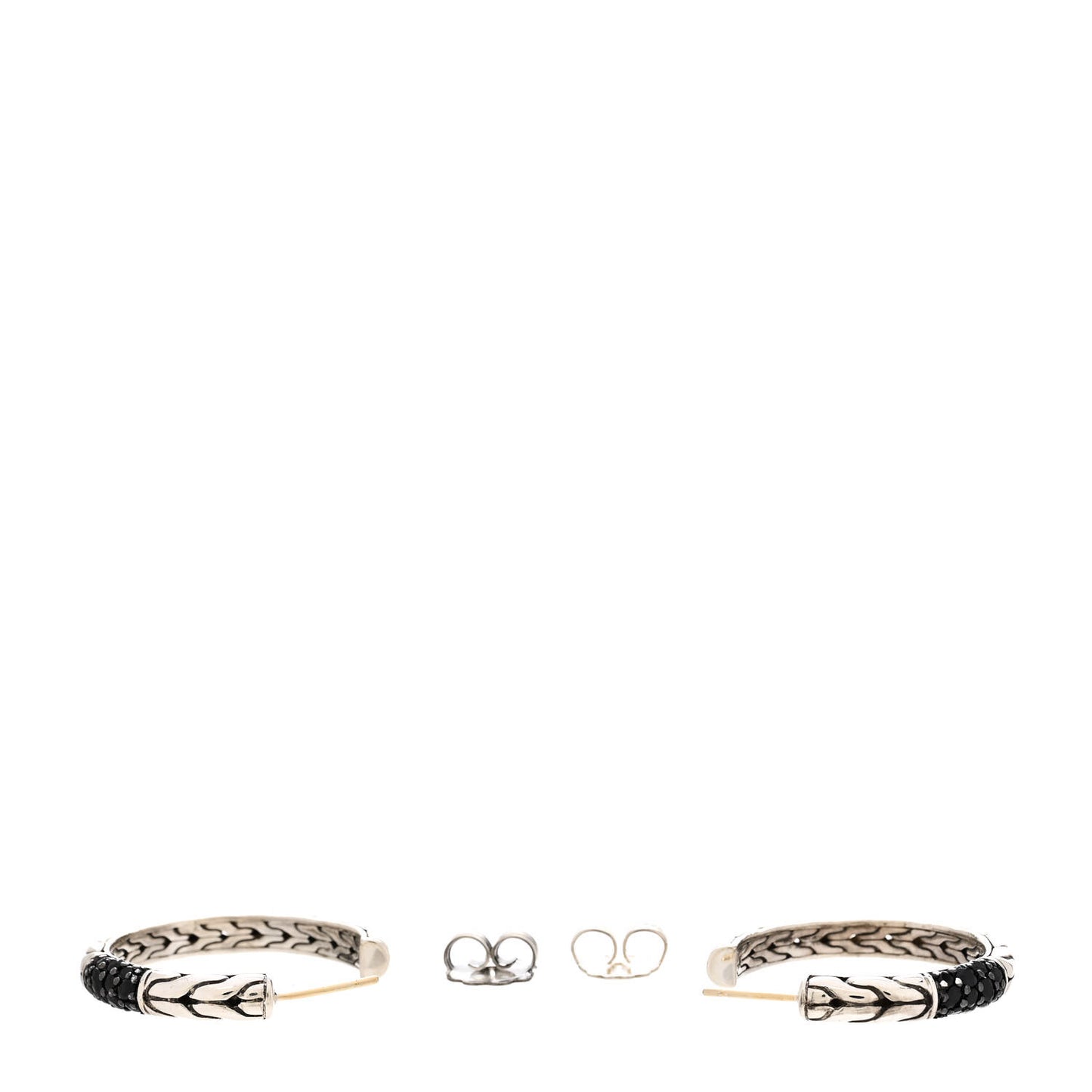 Sterling Silver Black Sapphire Hoop Earrings