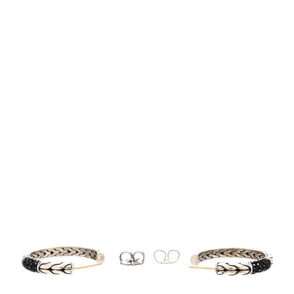 John Hardy Sterling Silver Black Sapphire Hoop Earrings 3 of 5