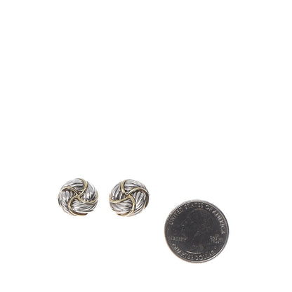 David Yurman Sterling Silver 18K Yellow Gold Infinity Love Knot Earrings 2 of 8