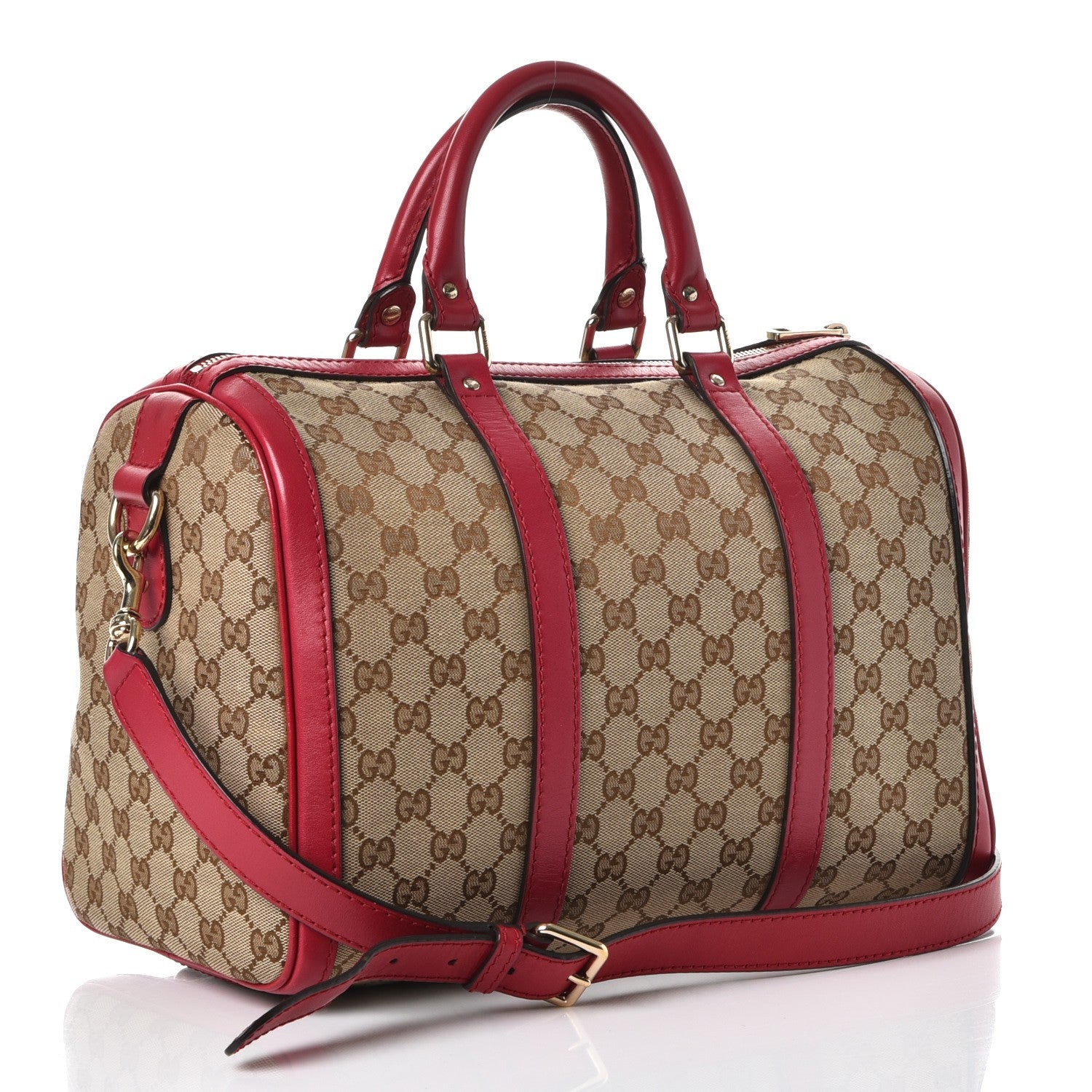 Gucci Monogram Medium Joy Boston Beige Red 4 of 11