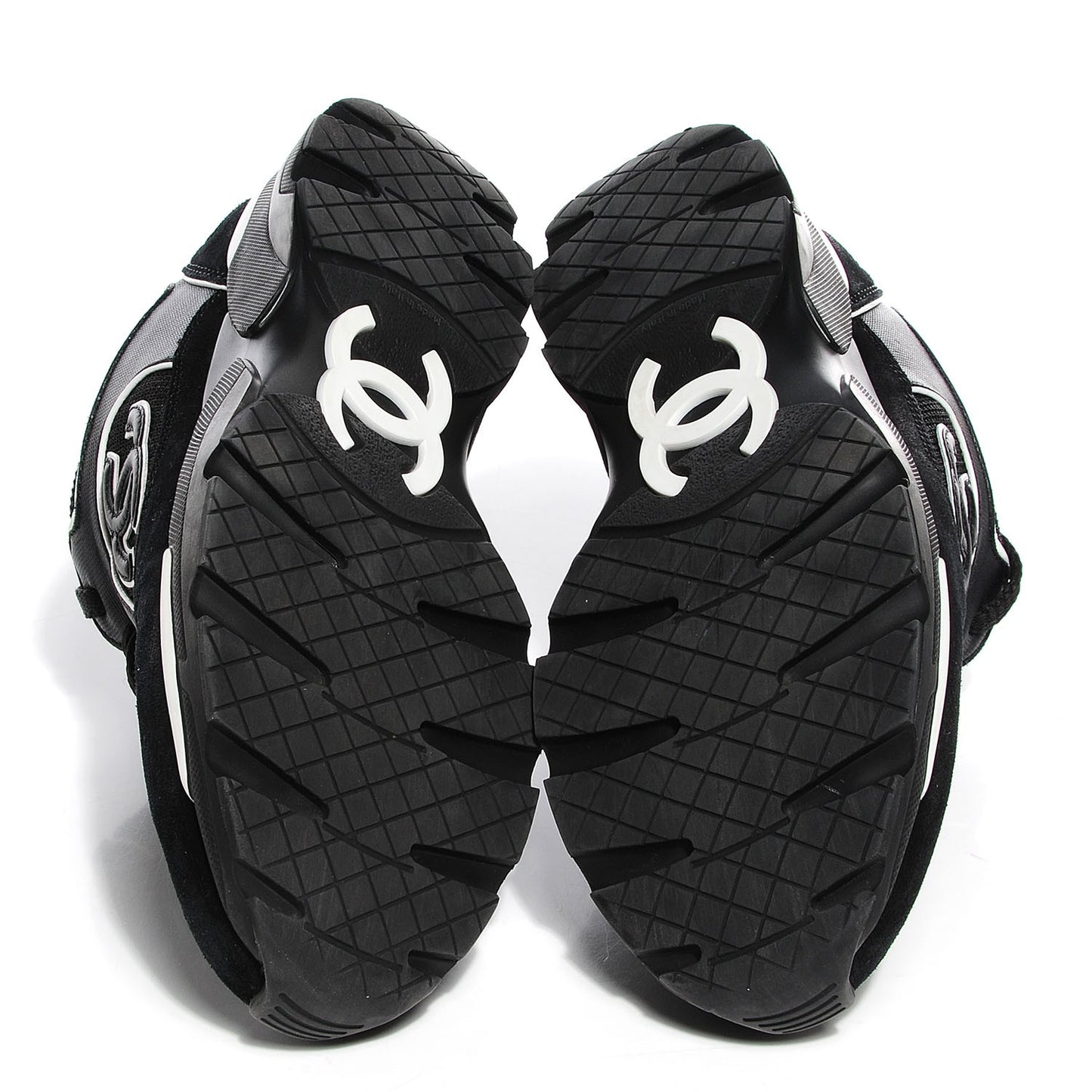 Suede Calfskin CC Sneakers Black White 36.5