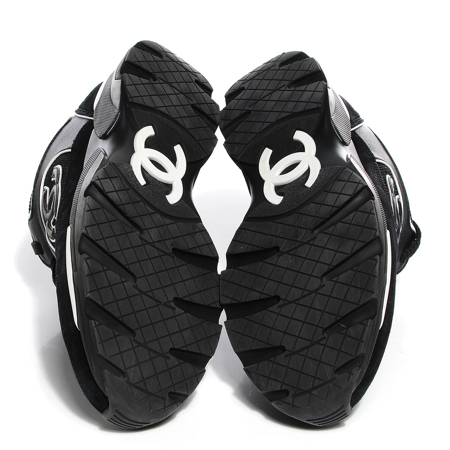 Chanel Suede Calfskin CC Sneakers Black White 36.5 5 of 7