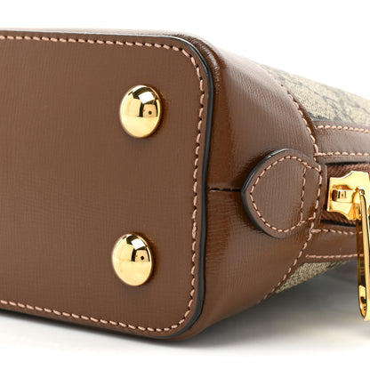 Gucci GG Supreme Monogram Azalea Calfskin Small Horsebit 1955 Top Handle Bag Beige Ebony Brown Sugar 8 of 12