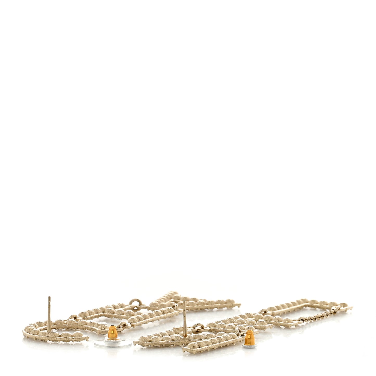 Crystal Cha-Nel Logo Drop Earrings Gold