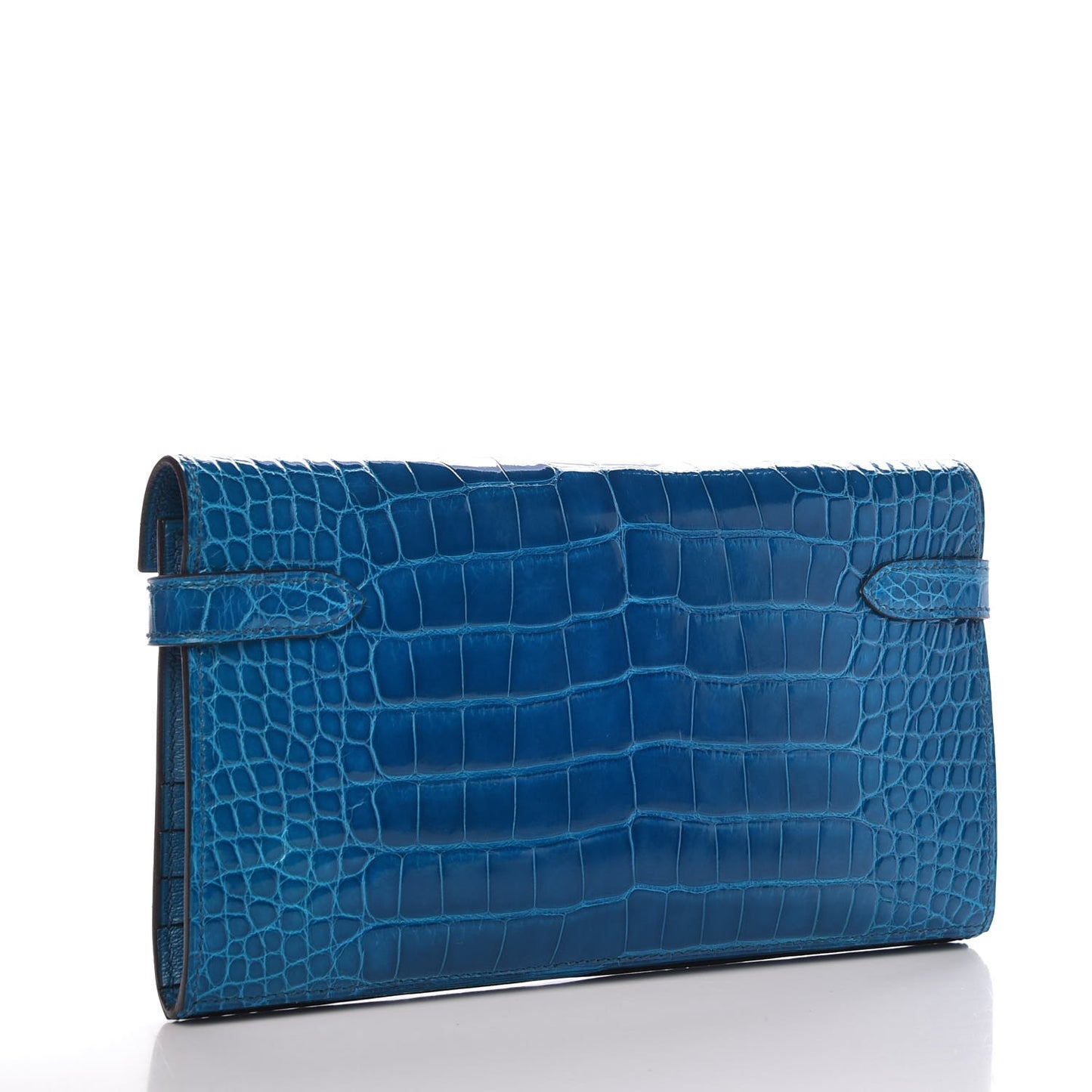 Shiny Alligator Kelly Longue Wallet Bleu Izmir