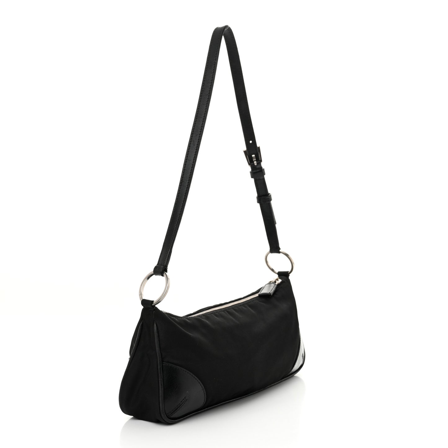 Tessuto Light Nylon Soft Calf Shoulder Bag Black