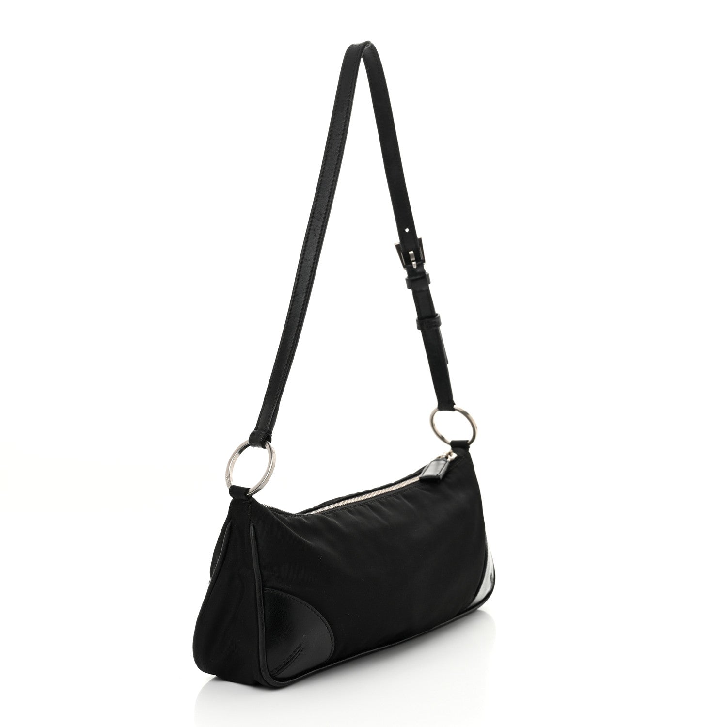 Prada Tessuto Light Nylon Soft Calf Shoulder Bag Black 2 of 14
