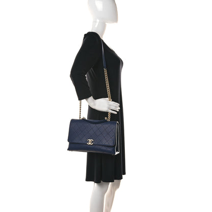 Chanel Caviar Diamond Stitched Top Handle Flap Navy 2 of 11