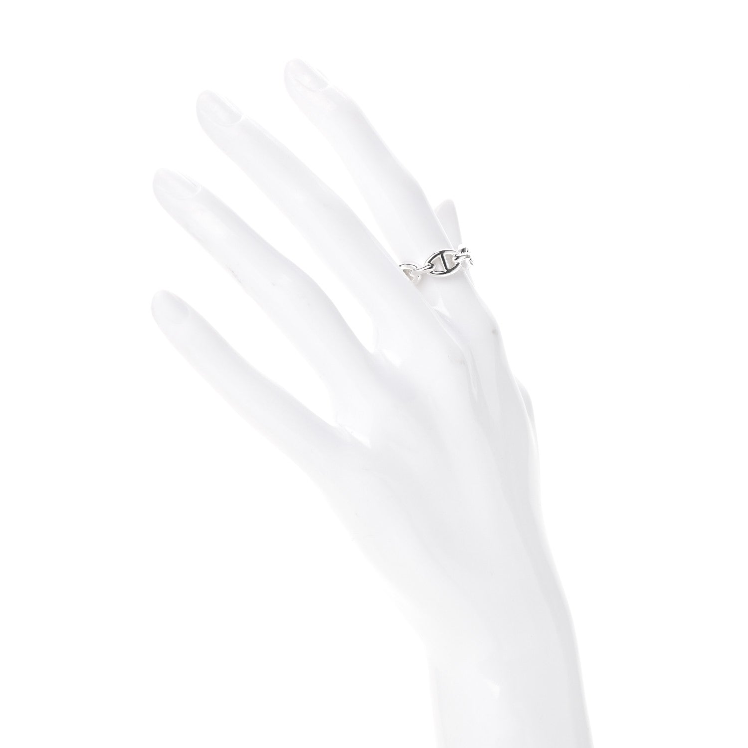 Hermes Sterling Silver PM Chaine d'Ancre Enchainee Band Ring 50 5.25 2 of 9