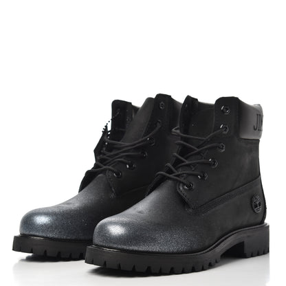 Jimmy Choo X TIMBERLAND Nubuck Glitter Womens Ankle Boots 10 Black Gunmetal 3 of 14