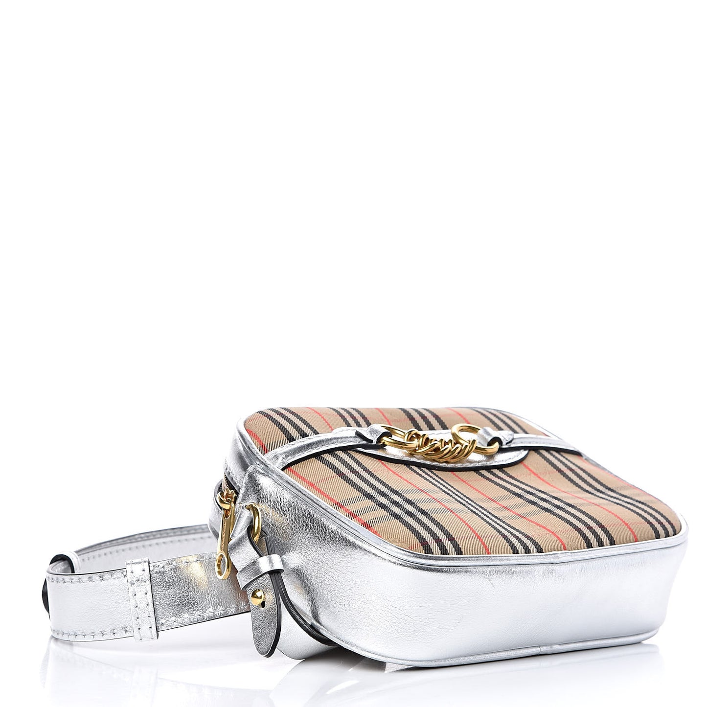 Smooth Calfskin 1983 Knight Check Link Bum Bag Silver