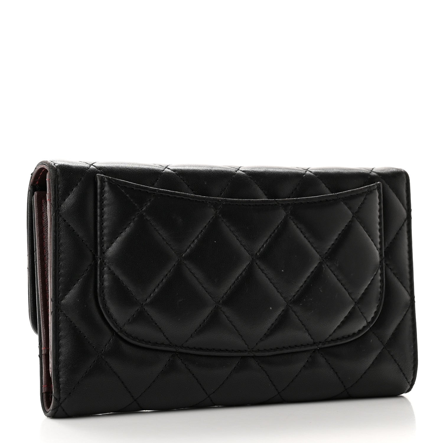 Chanel Lambskin Quilted Large Flap Wallet Black 3 of 18