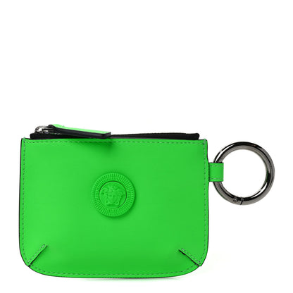 Versace Rubber Calfskin Medusa Key Pouch Neon Green 1 of 6