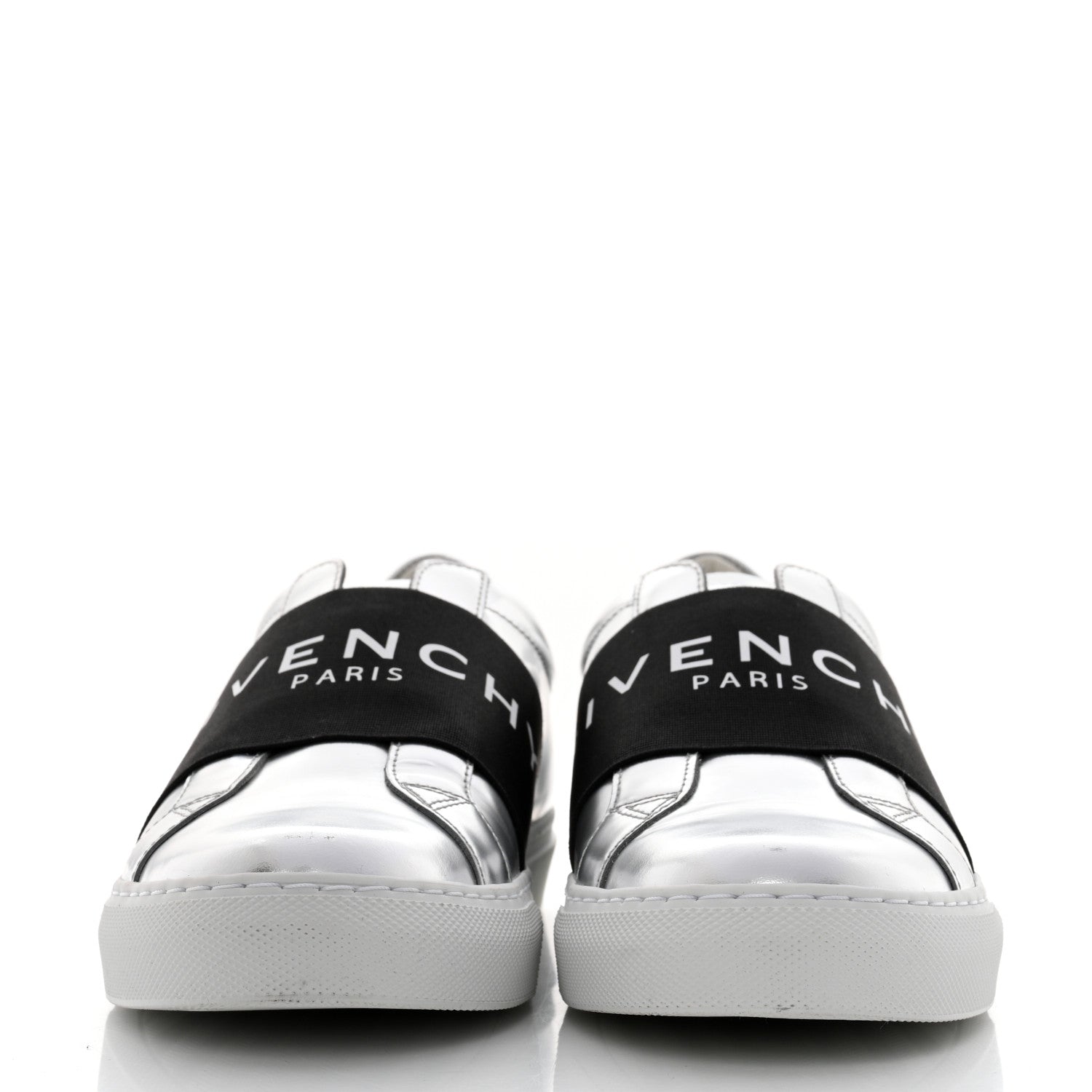 Givenchy Calfskin Band Logo Womens Urban Street Sneakers 38 Silvery 2 of 9