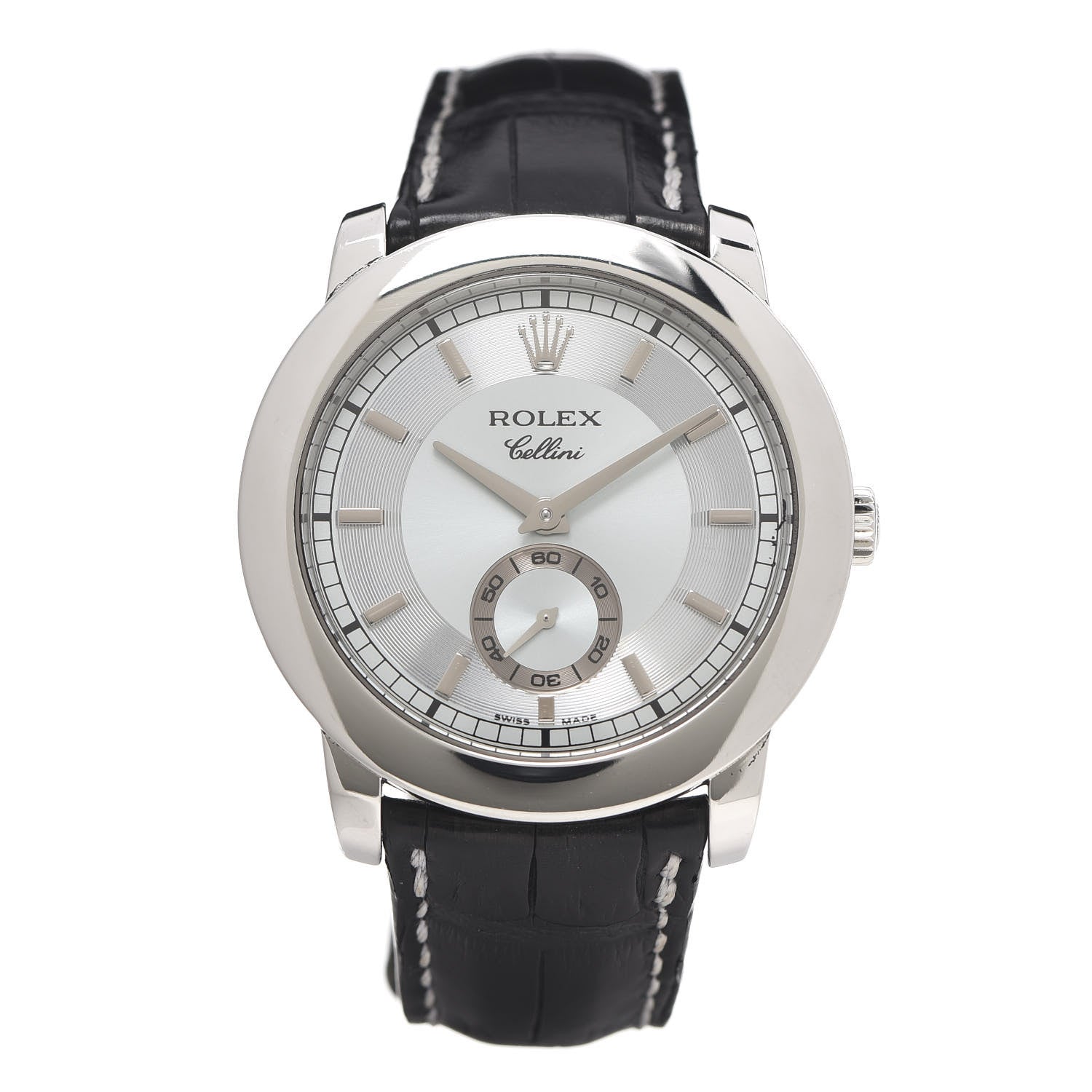 Rolex Platinum Alligator 38mm Cellini Cellenium Watch Silver 5241 1 of 10