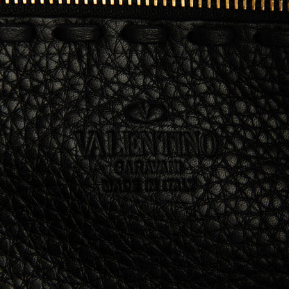 Valentino Garavani Grained Calfskin C-Rockee Fringe Tote Black 5 of 8