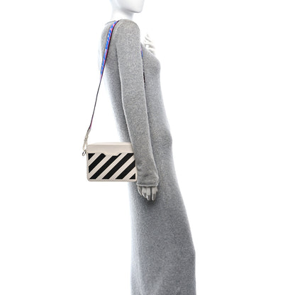 Off-White Saffiano Striped Binder Clip Camera Bag White Black Indus 2 of 9