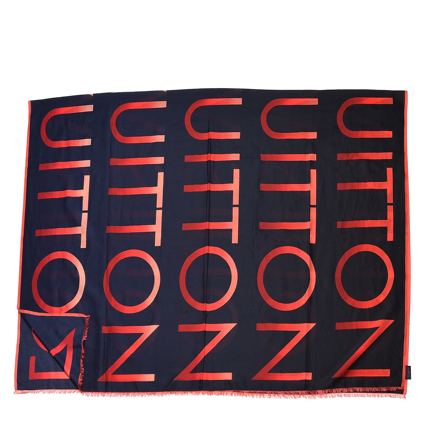 Louis Vuitton Cotton Silk LV Neon Stole Shawl Blue Infini 3 of 4