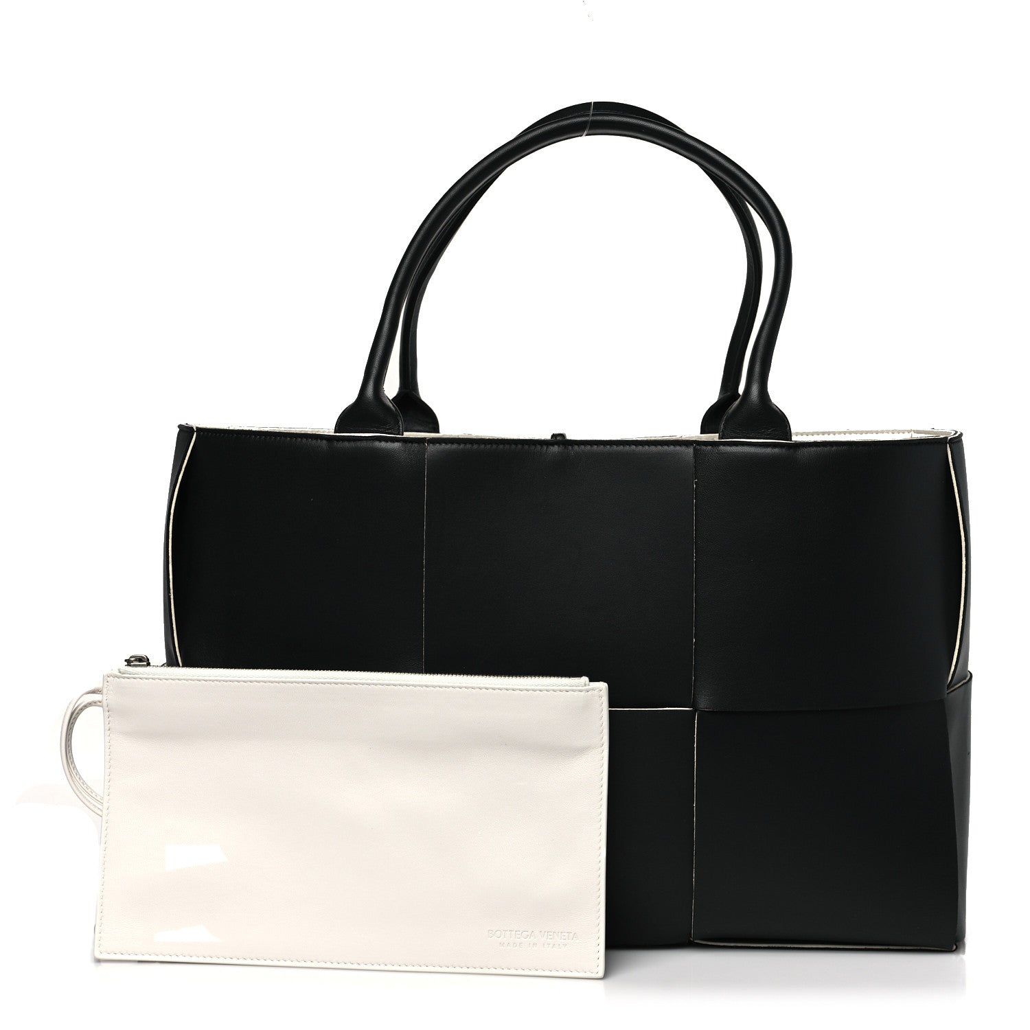 Bottega Veneta Nappa Maxi Intrecciato Medium Arco Tote Black White 3 of 10