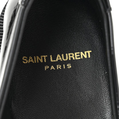 Saint Laurent Patent Calfskin  Penny Loafers 37.5 Black White 8 of 10