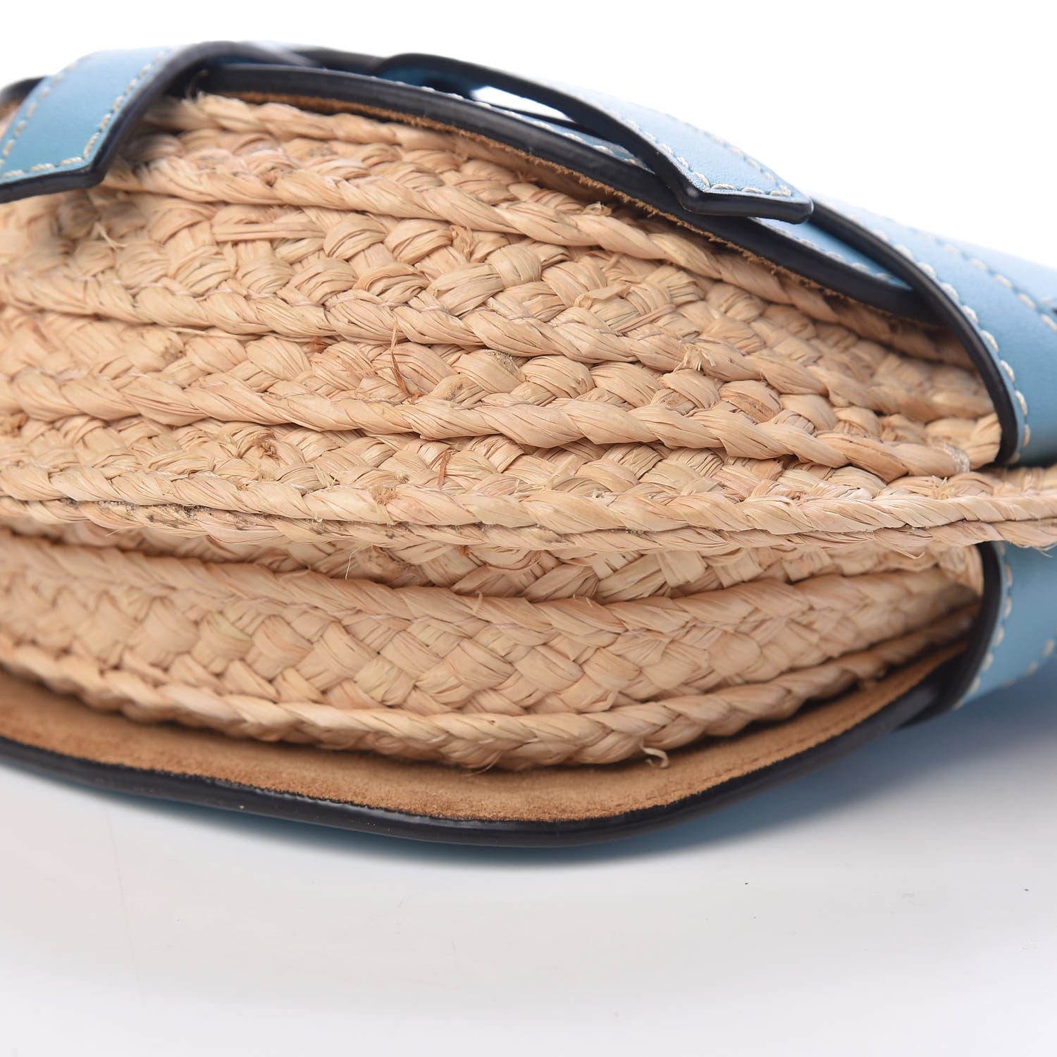 Loewe Calfskin Raffia Mini Gate Crossbody Bag Light Blue Natural 10 of 10